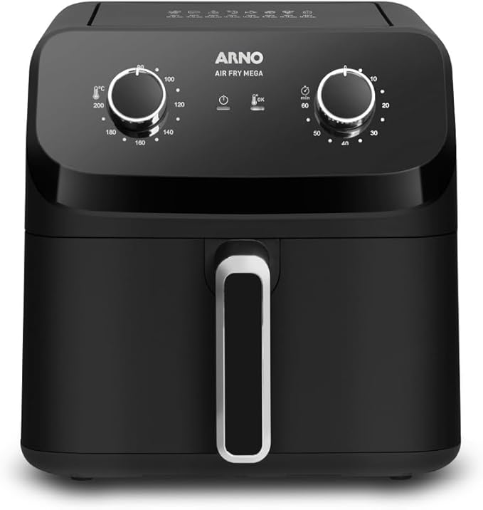 Fritadeira Sem Óleo Arno Air Fryer Mega AFM7, 7,5L, Tecnologia Extra Crocância, Super Silenciosa, Preta, 1700W, 110V