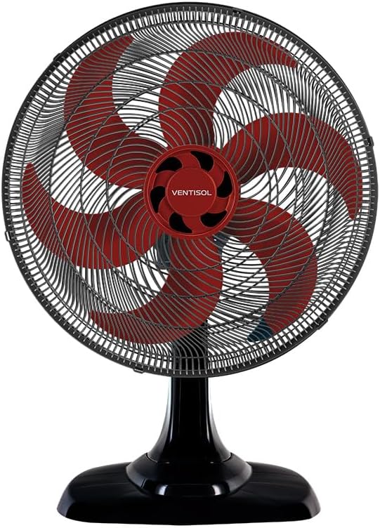 Ventisol Ventilador de Mesa Oscilante, Turbo 6 Pás Premium, Vermelho, 50cm, 127V