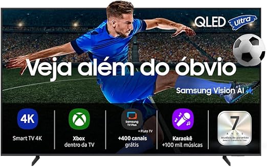 Samsung Vision AI TV 43" QLED Ultra 4K QEF1 2025, Pontos Quânticos, Processador com AI, Art Store, Alexa
