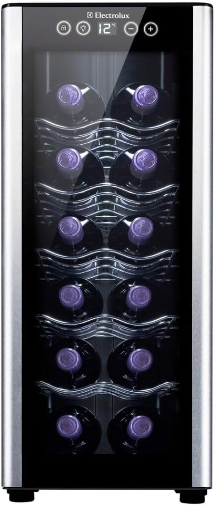 Adega Electrolux 12 garrafas Uma Porta Acabamento em Alumínio (ACB12)