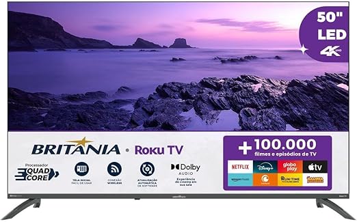 TV Smart TV 50” Britânia Roku TV LED Dolby Audio BTV50VA4REGB