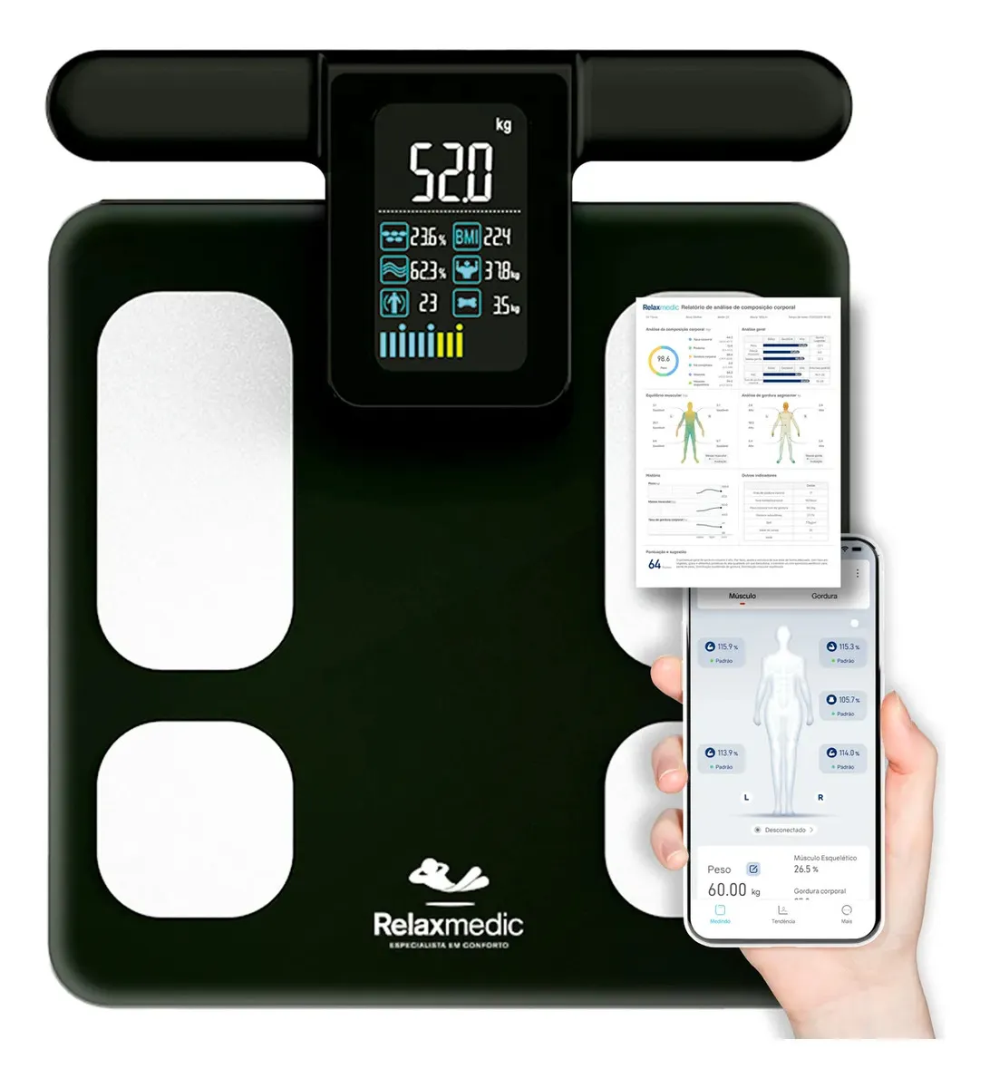 Balança Bioimpedância Corporal Digital (Relaxmedic Bodyscan Pro)