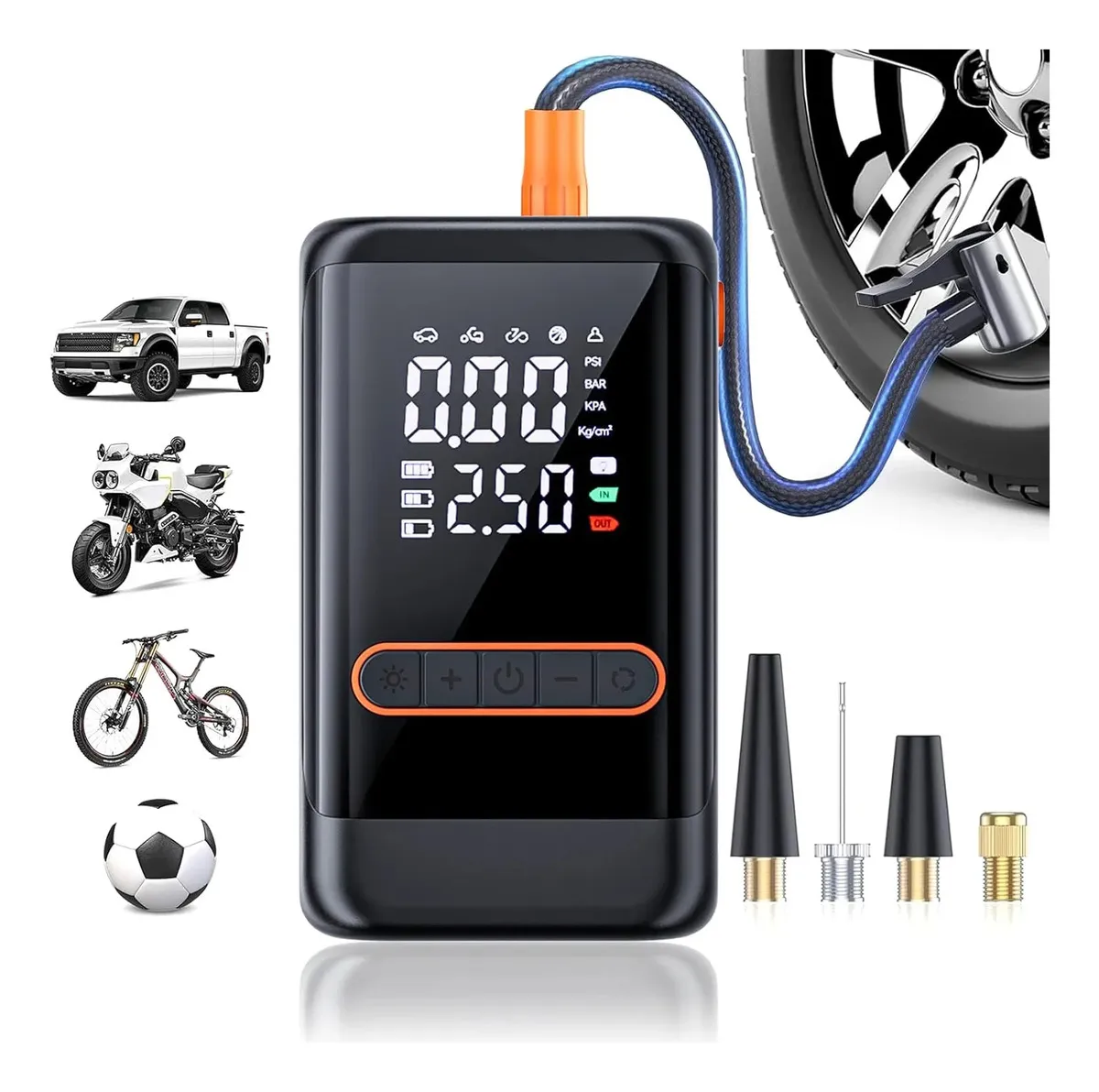 Calibrador de Pneu Portátil 150 PSI 60W USB-C