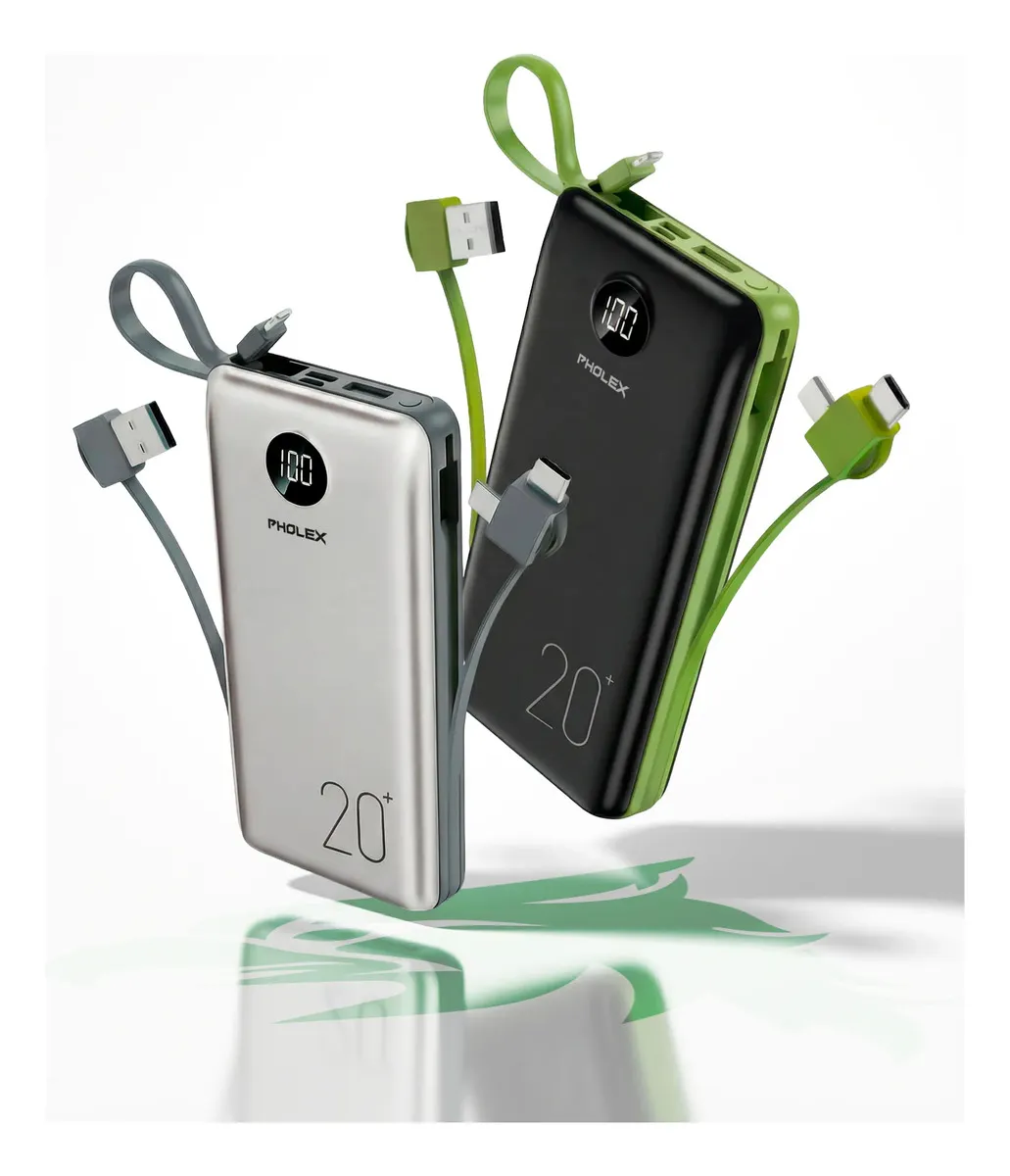Power Bank 20000mAh Pholex com Display Branco